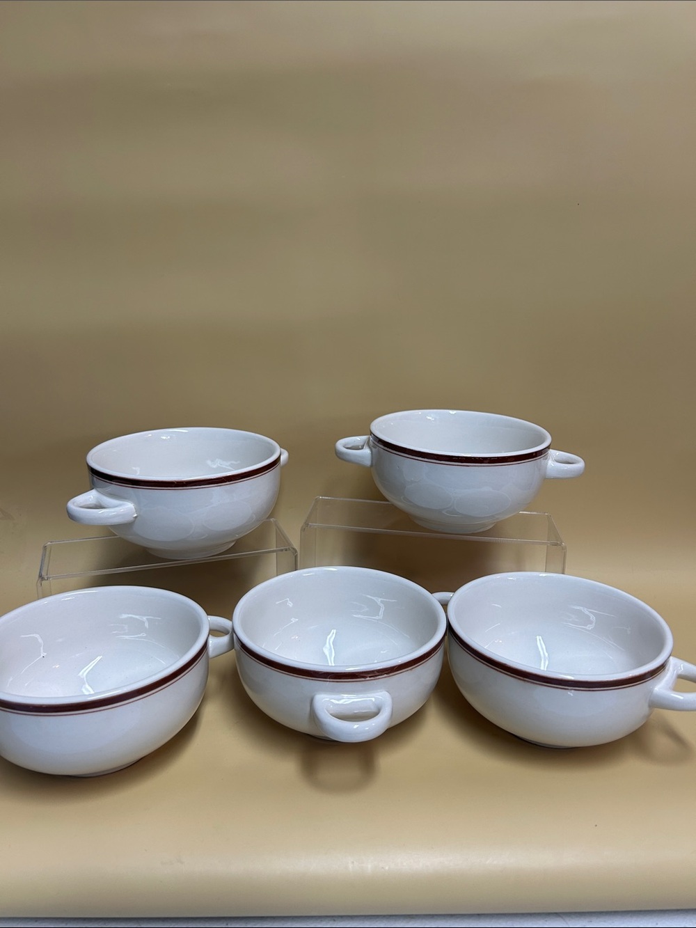 Vintage soup bowls with ears (or handles), england by Sampson Bridgwood & Sons